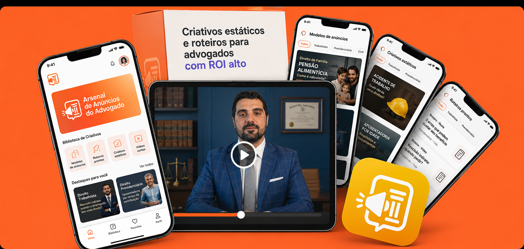 Mockup do produto Arsenal de Anúncios do Advogado